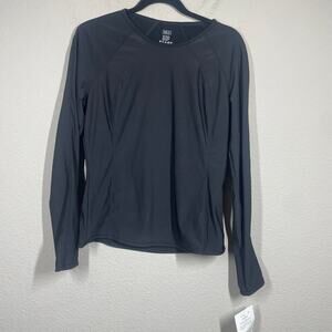 Nils Womens Size Medium Hilary Crew Neck Top Black Long Sleeves Activewear